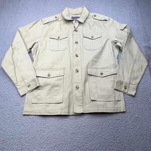 Pendleton Jacket Mens Large Beige Cotton Military Safari Field Button Pockets